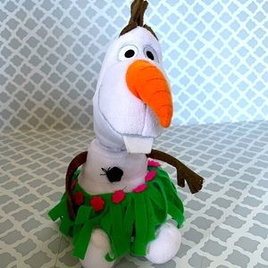 Walt Disney Frozen HULA OLAF SNOWMAN 10" Plush STUFFED ANIMAL Toy EUC warm hugs